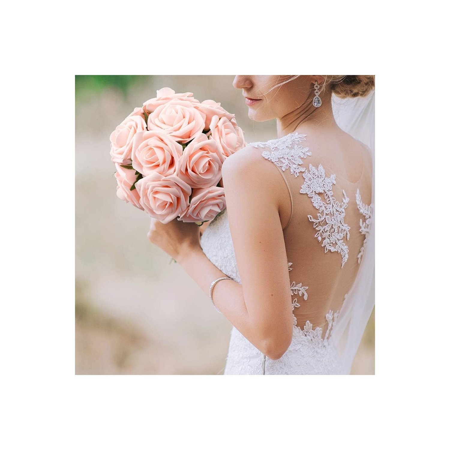 Blush Pink Foam Roses 50Pcs for Wedding Centerpieces and Floral Arrangements