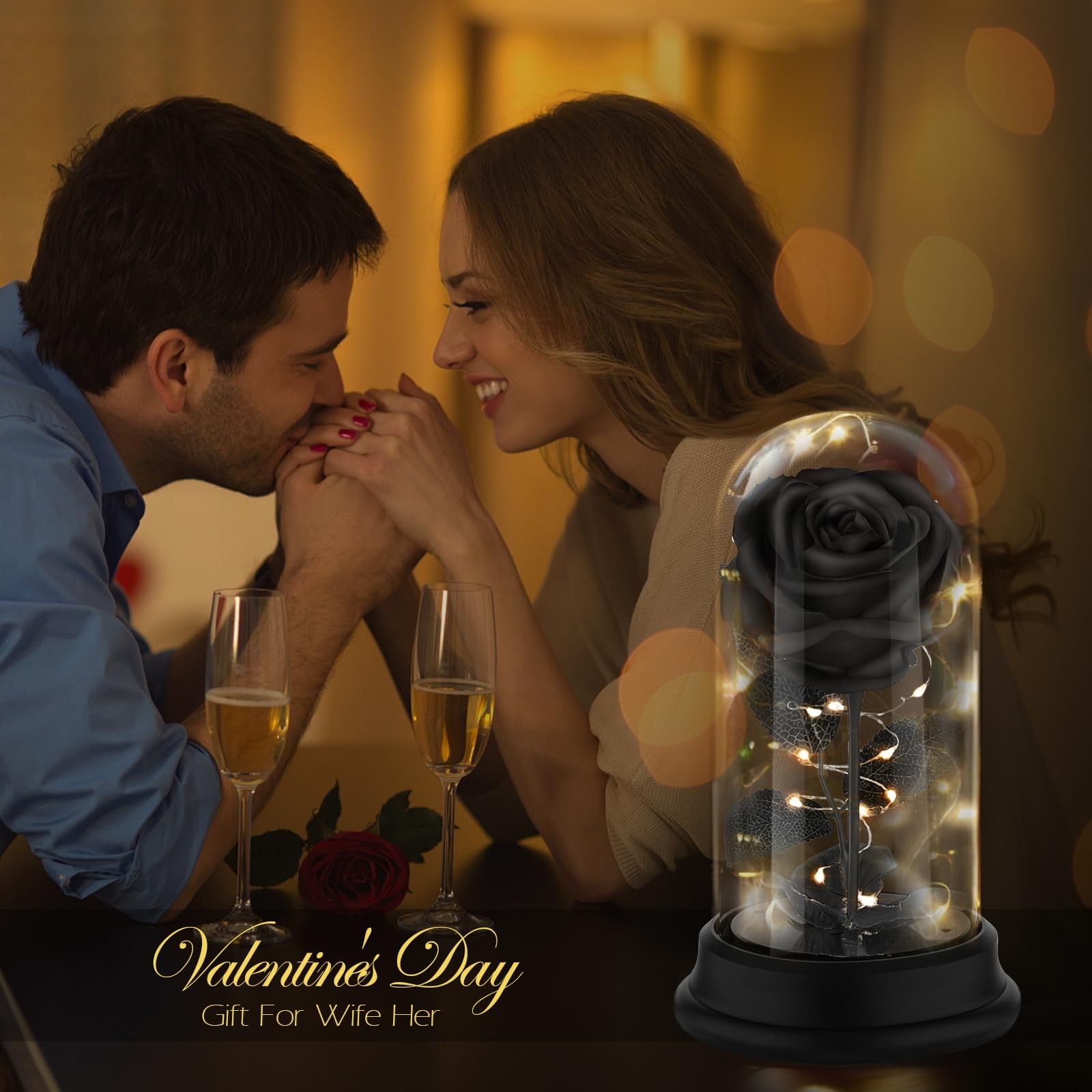 Deluxsa Forever Preserved Black Rose Birthday Gifts for Women,Eternal Flower …