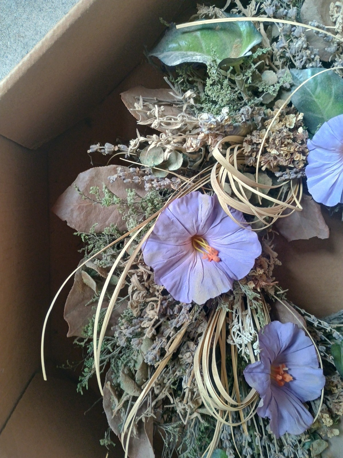 Flower Door Wreath LL Bean Cottage Style Decor Purple Morning Glory 18×18″ New