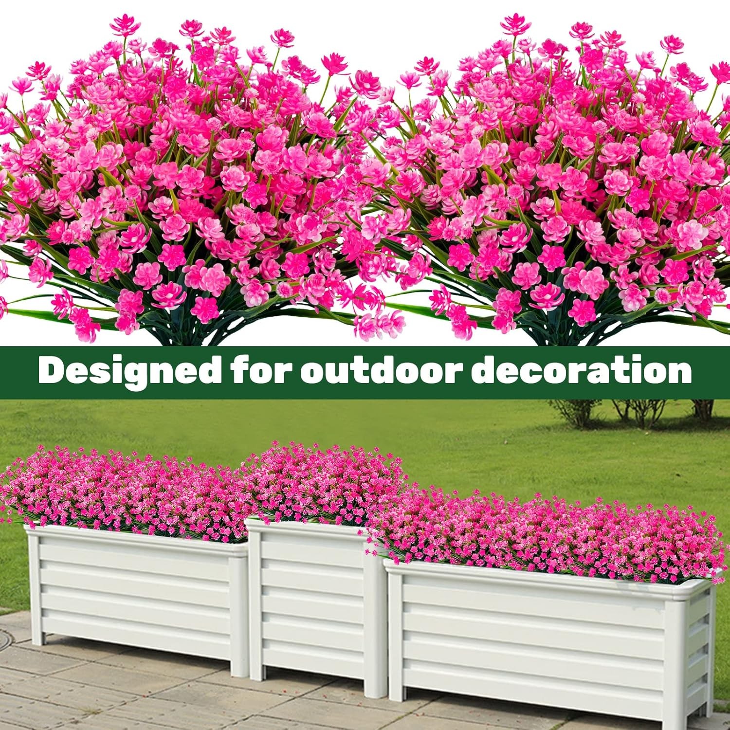 20pcs Artificial Flowers UV Resistant Plastic Outdoor Garden Decorations Set
