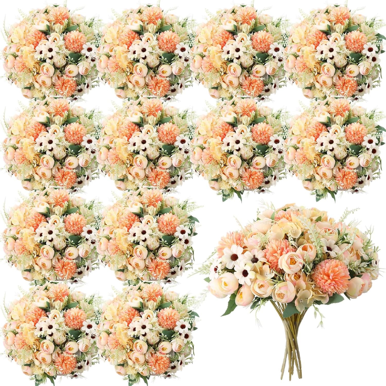 Artificial Peonies Roses Hydrangea Bouquet for Wedding Table