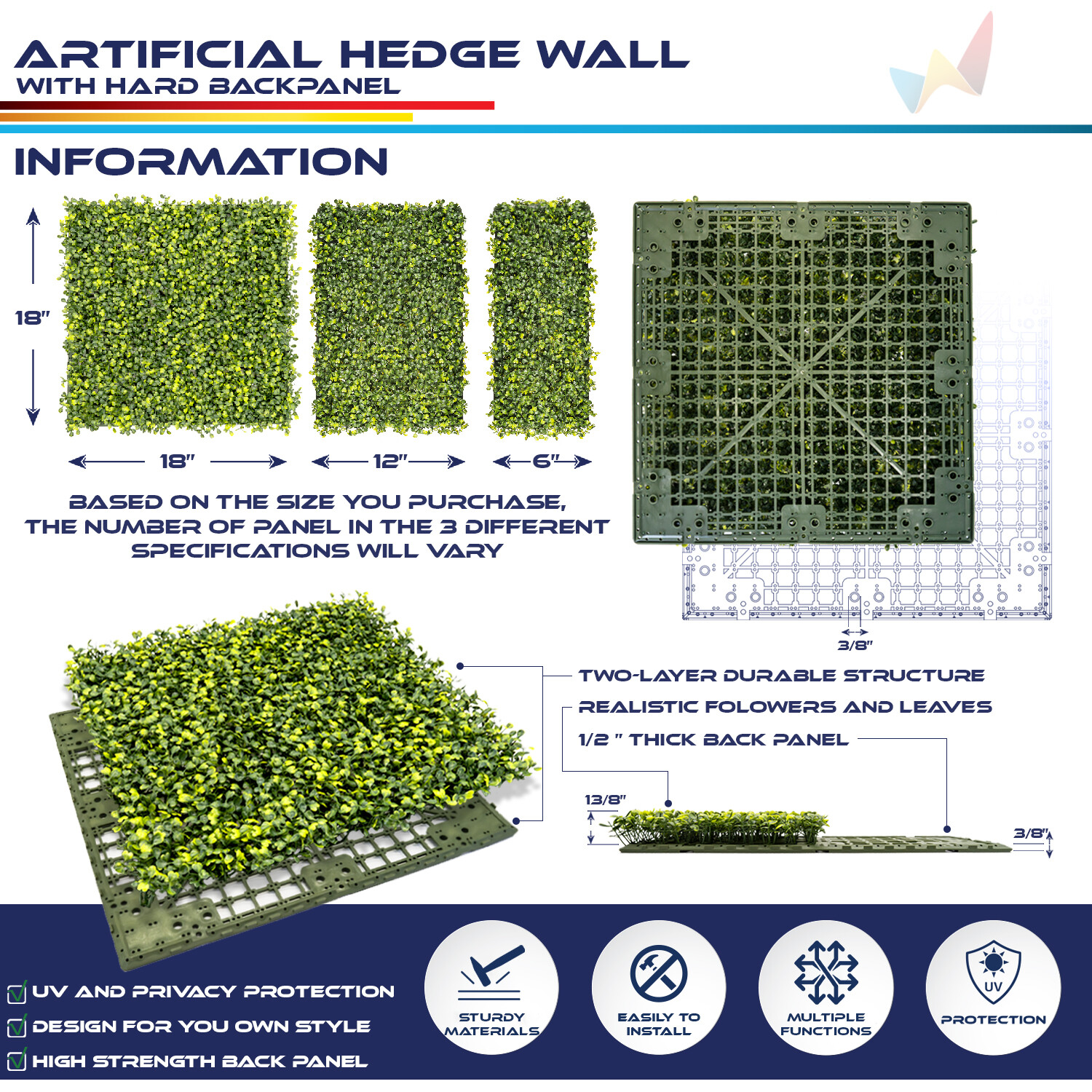 Artificial Boxwood Hedge Wall Greenery Fake Grass Outdoor Partition Wall Decor