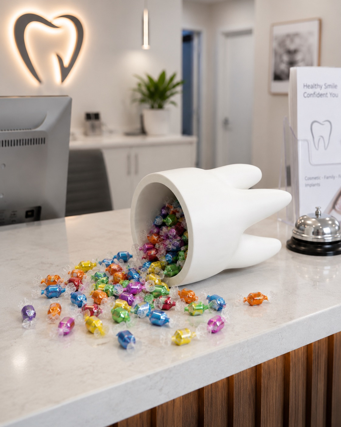 Tooth Shaped Holder Dental Office Decor Candy Bowl Pen Cup Planter 3D Printed