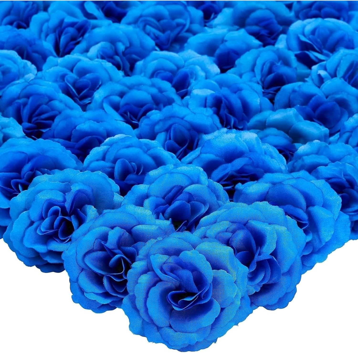 50 Pack 3In Stemless Silk Roses Artificial Flowers for Wedding Decor Royal Blue