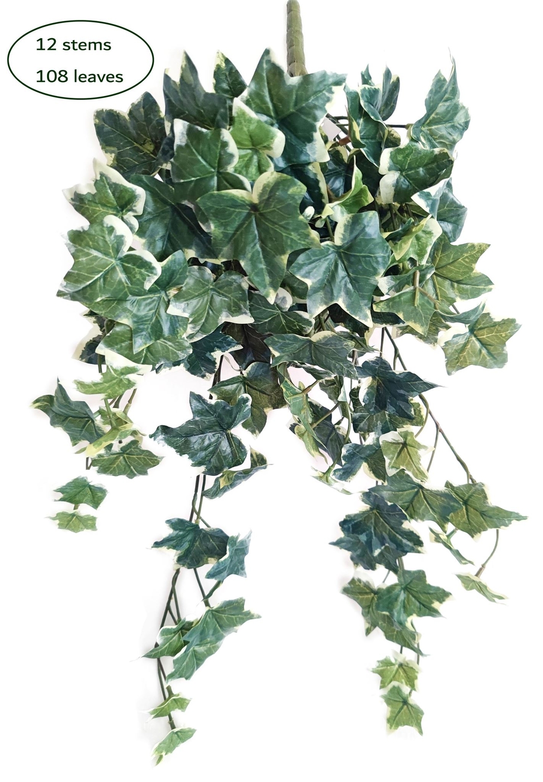 VARI. Green Real Touch Sage Ivy Hanging Bush , 26″ H, with 108 Leaves, 12 Stems