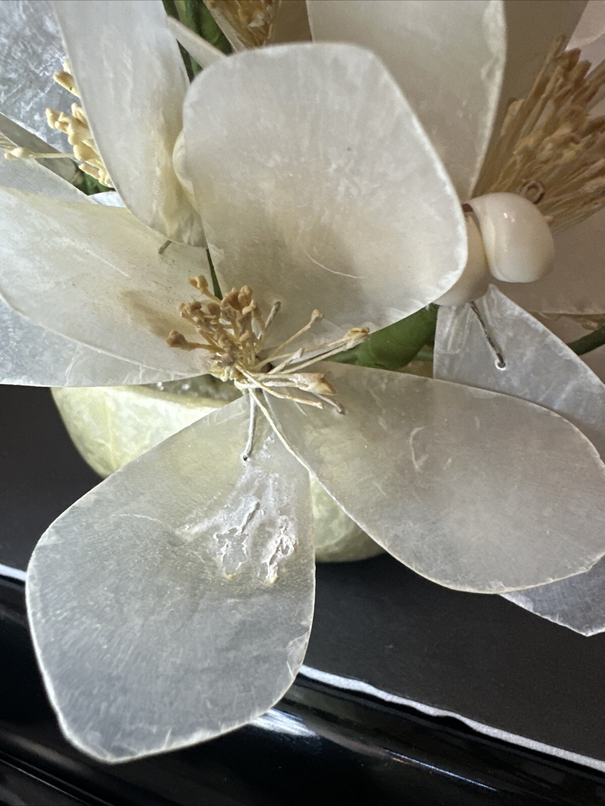 Vintage Capiz Shell & Metal Floral Standing Arrangement