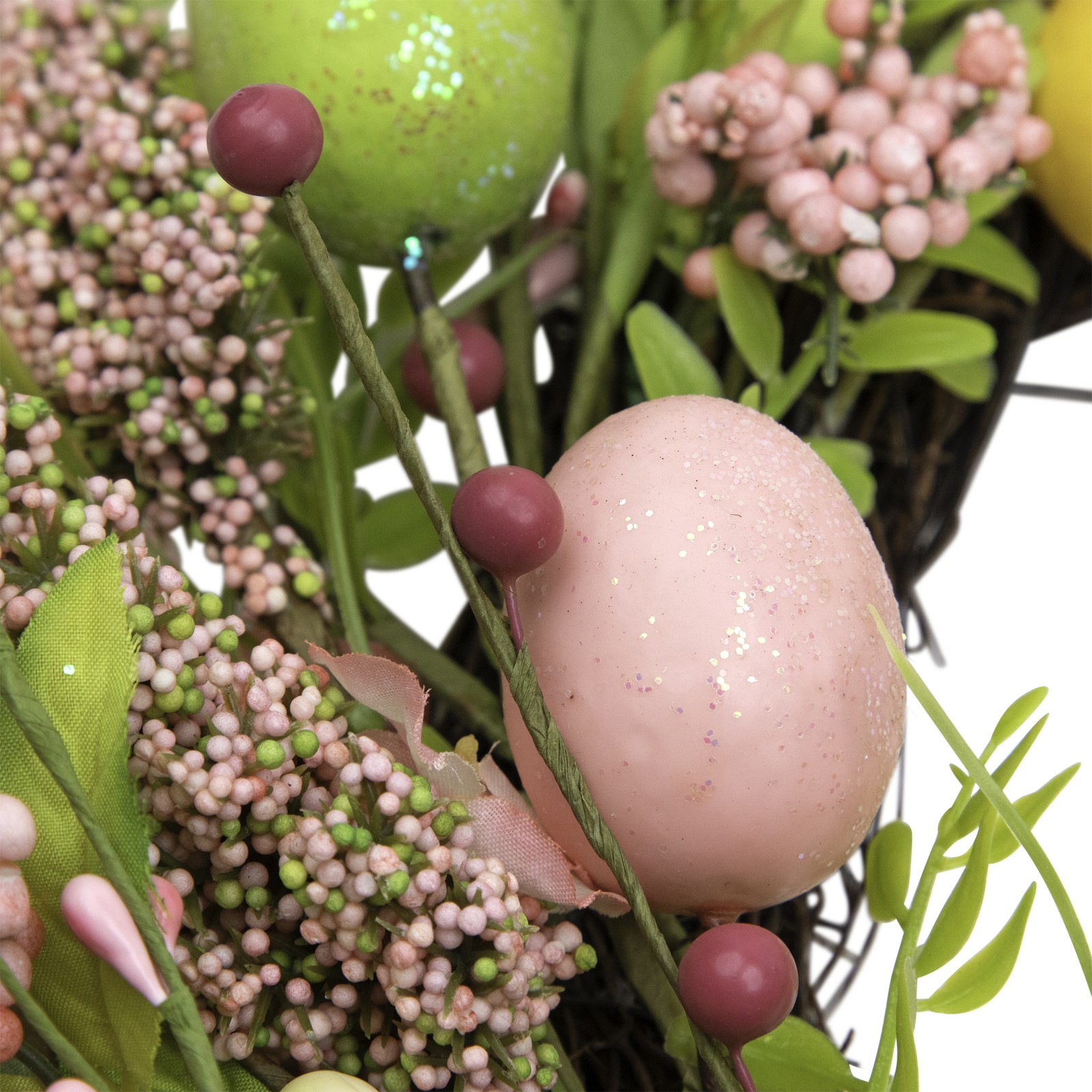 Northlight Easter Egg Berry Floral Springtime Wreath, PinkGreen 20-Inch