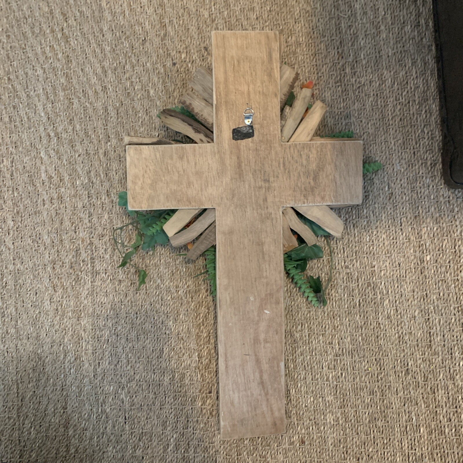 Handcrafted By Arsdale Cut And Created Branch Wood Cross Faux Floral Wall Decor