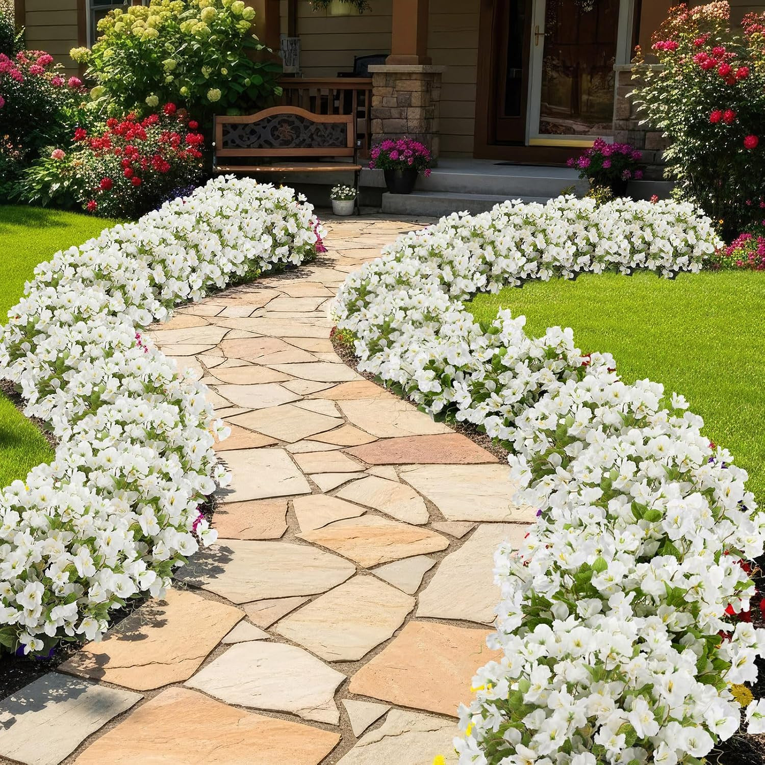 12 Bundles White Artificial Hibiscus Flowers for Outdoor Spring Decor