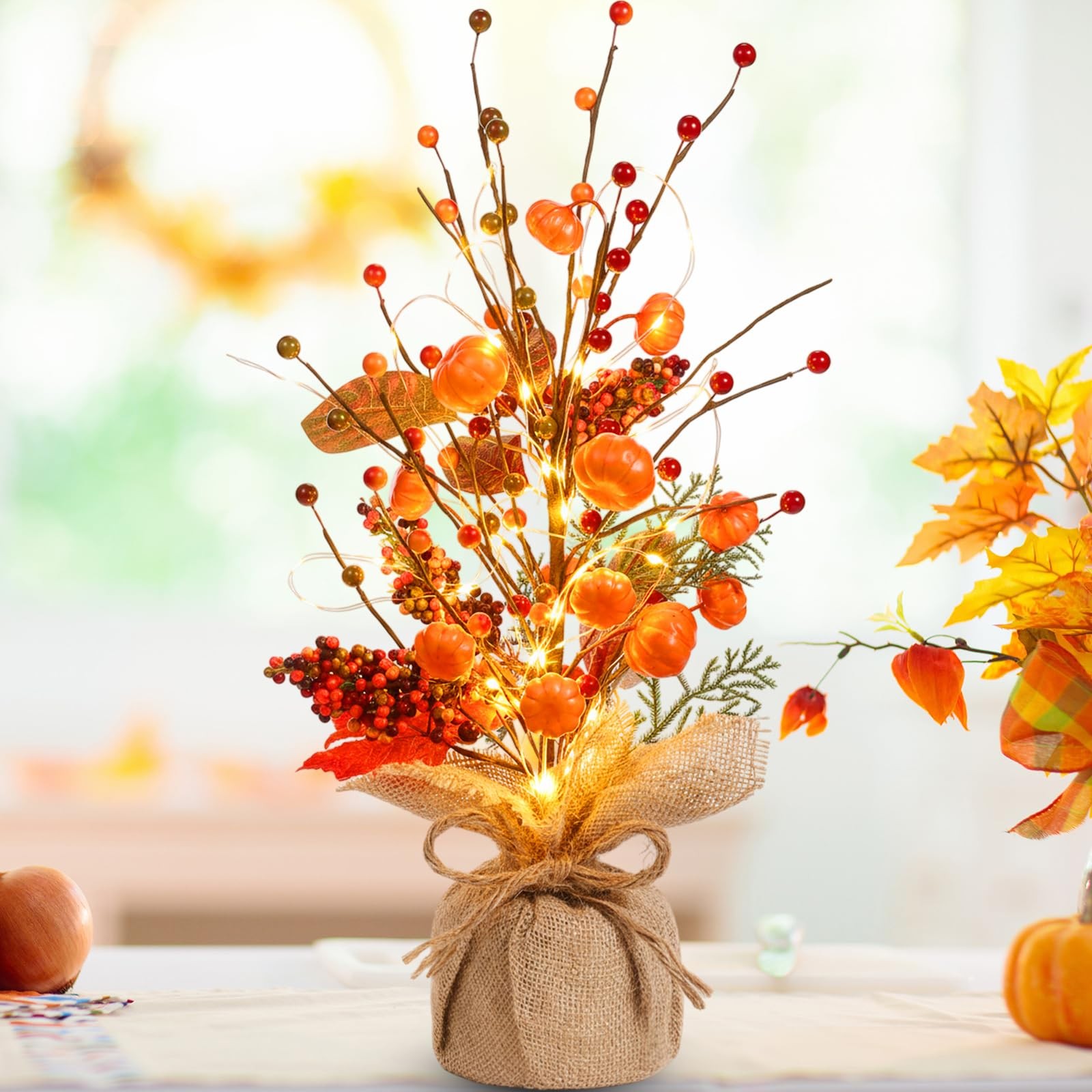 16 Inch Lighted Fall Tree Tabletop Thanksgiving Centerpiece Autumn Decor