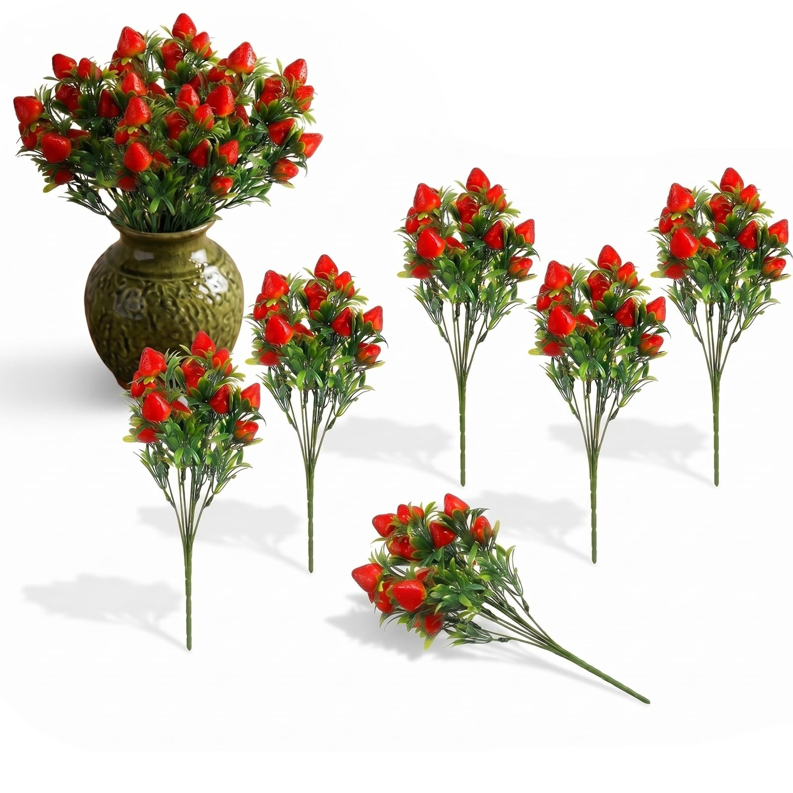 DOITOOL 6 Pcs Artificial Strawberry for Decor Fake Strawberry Plants Flowers …