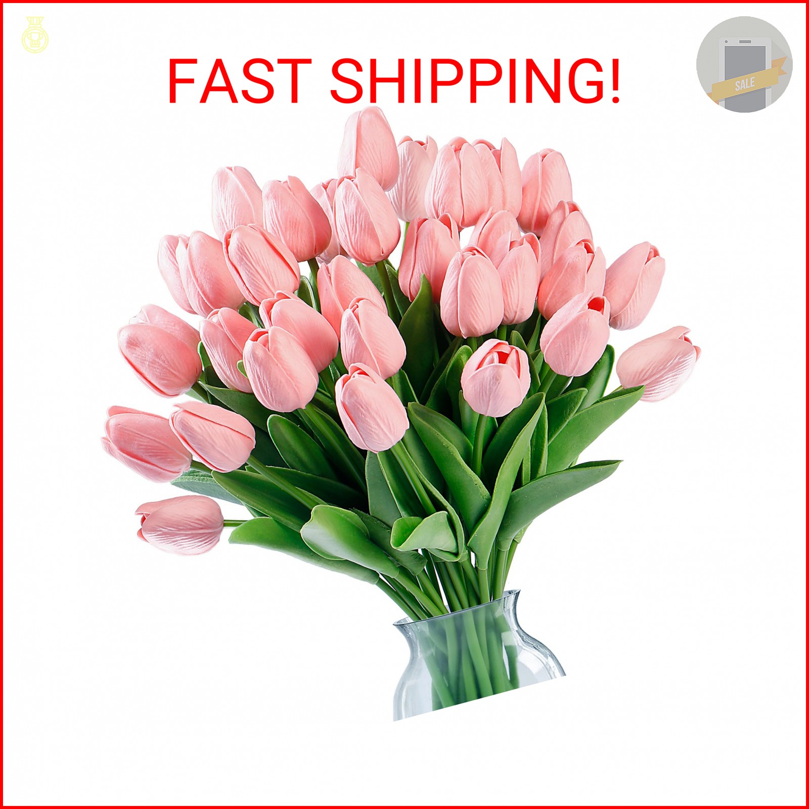Sggvecsy 30 Pcs Fake Tulips Artificial Flowers Real Touch PU Faux Flowers Tulip