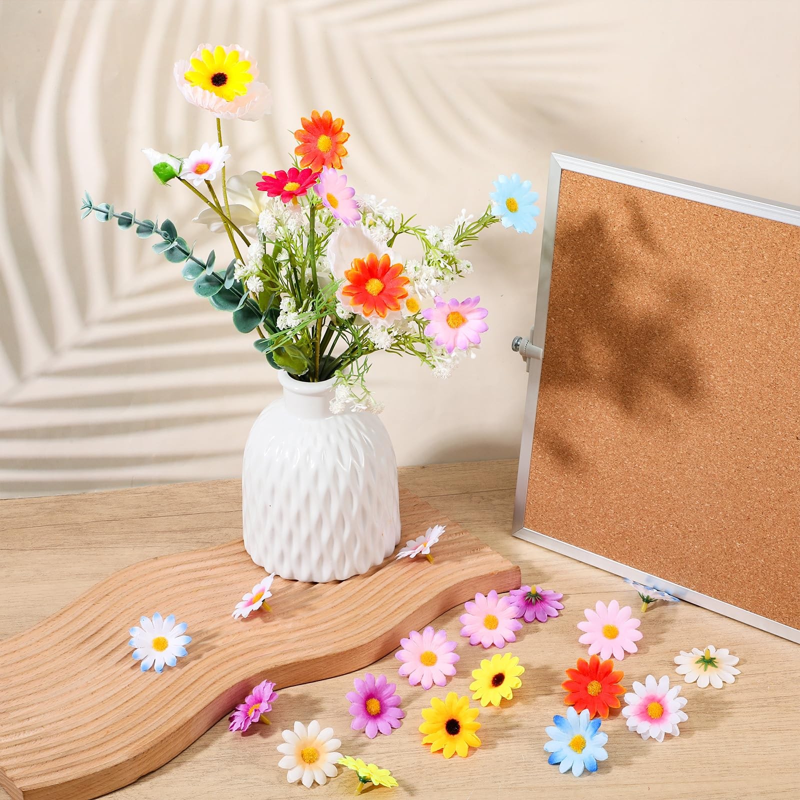 100PCS Fabric Daisy Flower Head, 1.77Inch Multicolor Daisy Artificial Flowers…