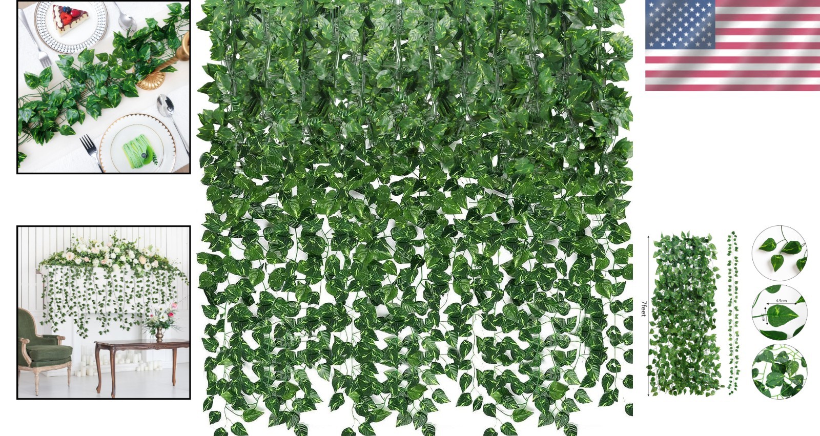 Artificial Ivy Greenery Garland 36 Pack – Jungle Theme Decor