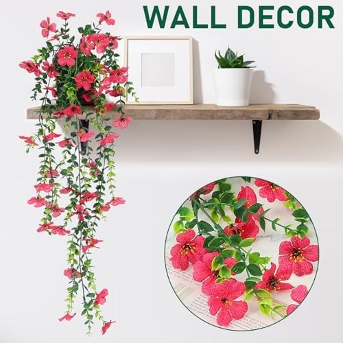 Fake Plants Hanging Artificial Potted Faux Eucalyptus Plants and Flowers | Moder