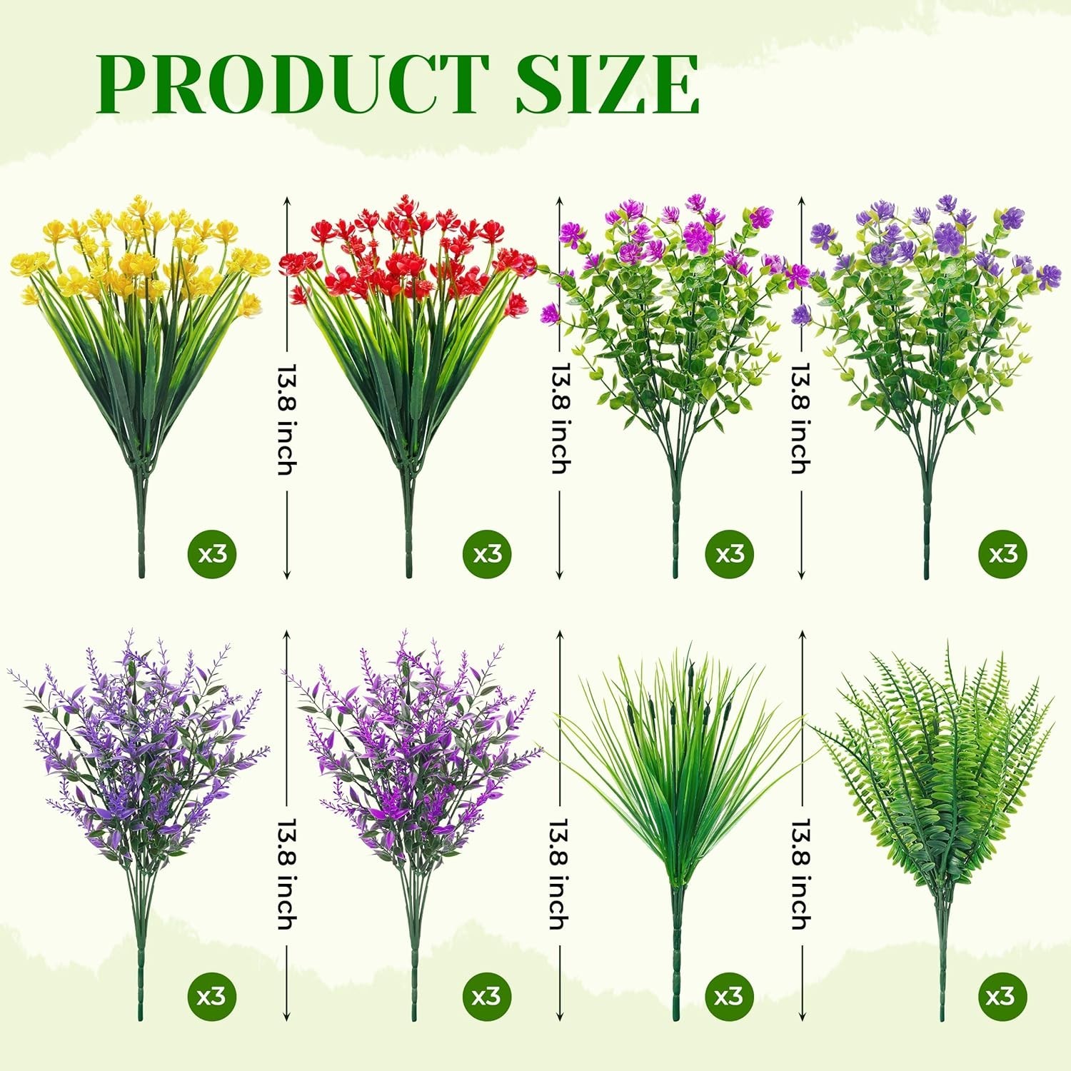 24 Bundles Artificial Flowers Bulk for Outdoors UV Resistant Fake Flowers Spr…