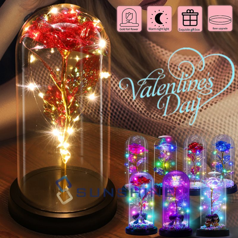 LED Eternal Galaxy Rose in Glass Forever Enchanted Flower Birthday Valentines