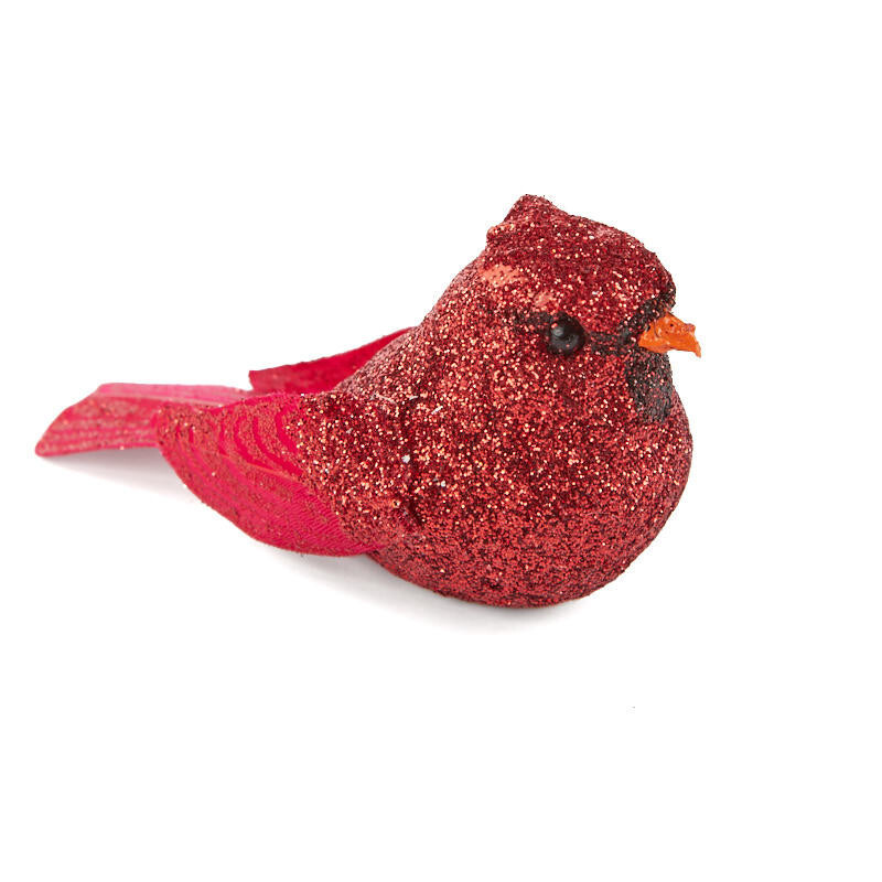 Pack of 12 Sparkling Glittered Red Feathered 3″ Cardinal Birds