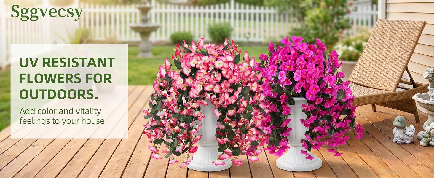 Artificial Fake Hanging Flowers Plants for Outdoor Outside Spring Summer