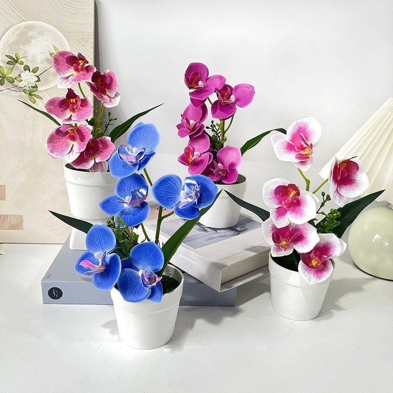 Realistic Faux Butterfly Orchid 9.45in Compact Size Indoor Table Decor
