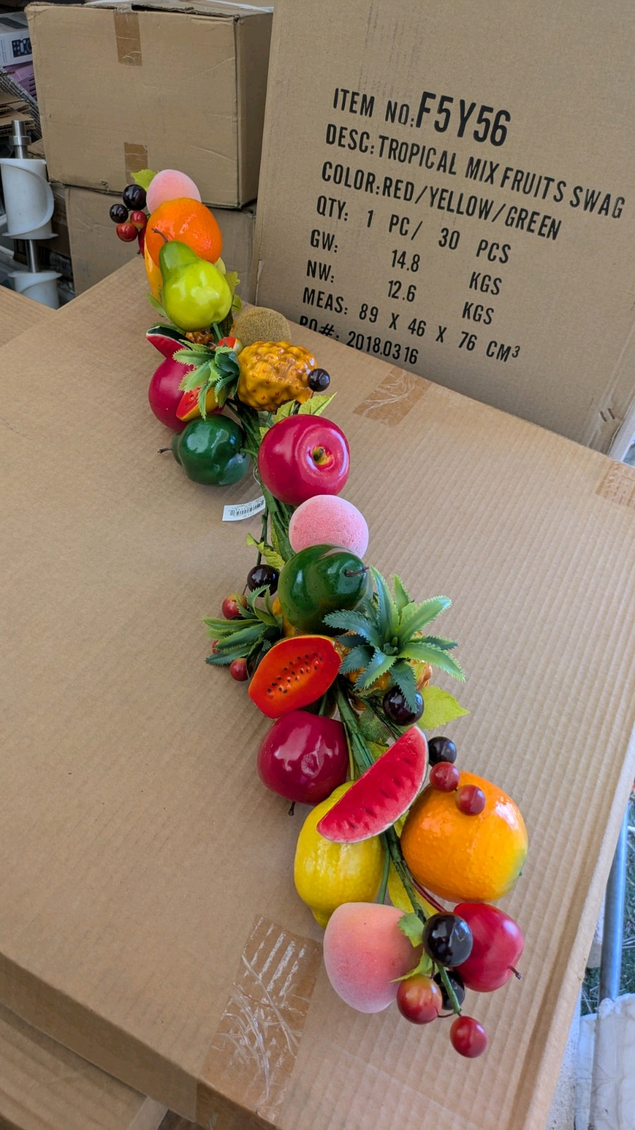 Tropical Mix Fruit Swag for Wall, Home/ Kitchen Decoration, 35″ Long F5Y56 New