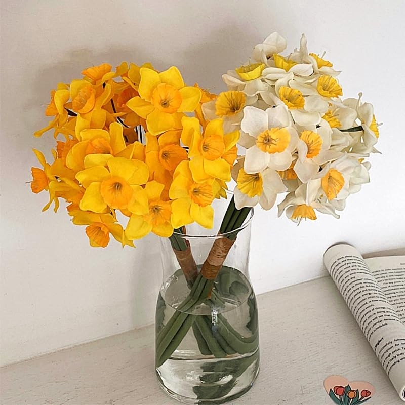 18 Pcs Artificial Flowers White Artificial Daffodils Flowers Real Touch Faux …