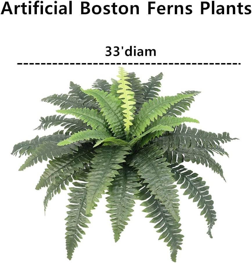 Artificial Ferns for Outdoors, Set of 2 Bouquets 33″ Diam Large Fake Ferns Faux