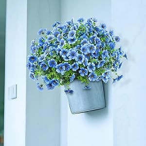 24 Bundles Artificial Flowers for Outdoors Fake Silk Flowers UV Resistant Faux