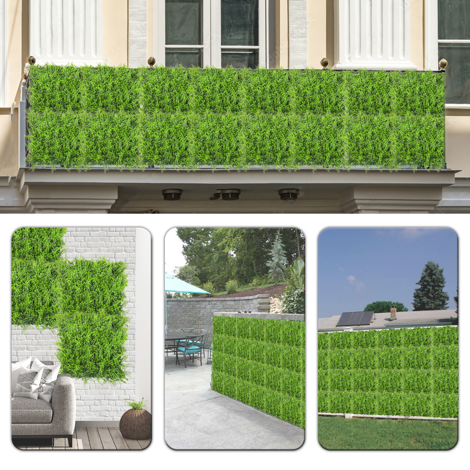 20″ Artificial Fern Leaf with cover back Privacy Fence Screen Home Decor Hedge