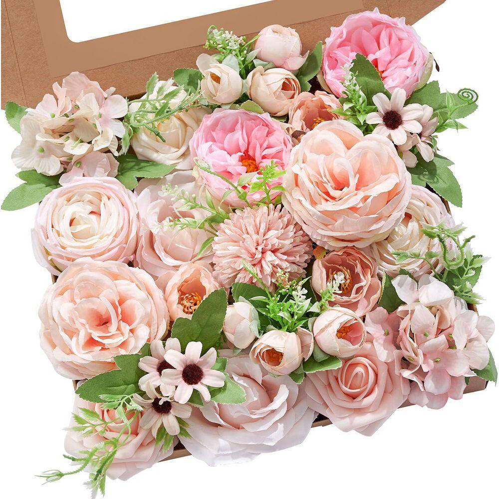 24 In. Pink Artificial Flower Branch Stem Rose Peony Hydrangea Spring Wedding Bo