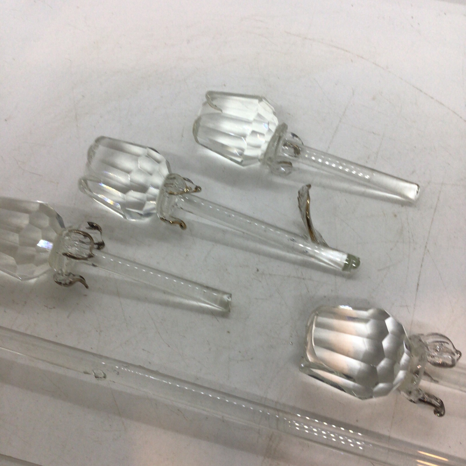 Crystal Glass Long Stem Roses Lot of 6 Various Lengths Great For Crafts