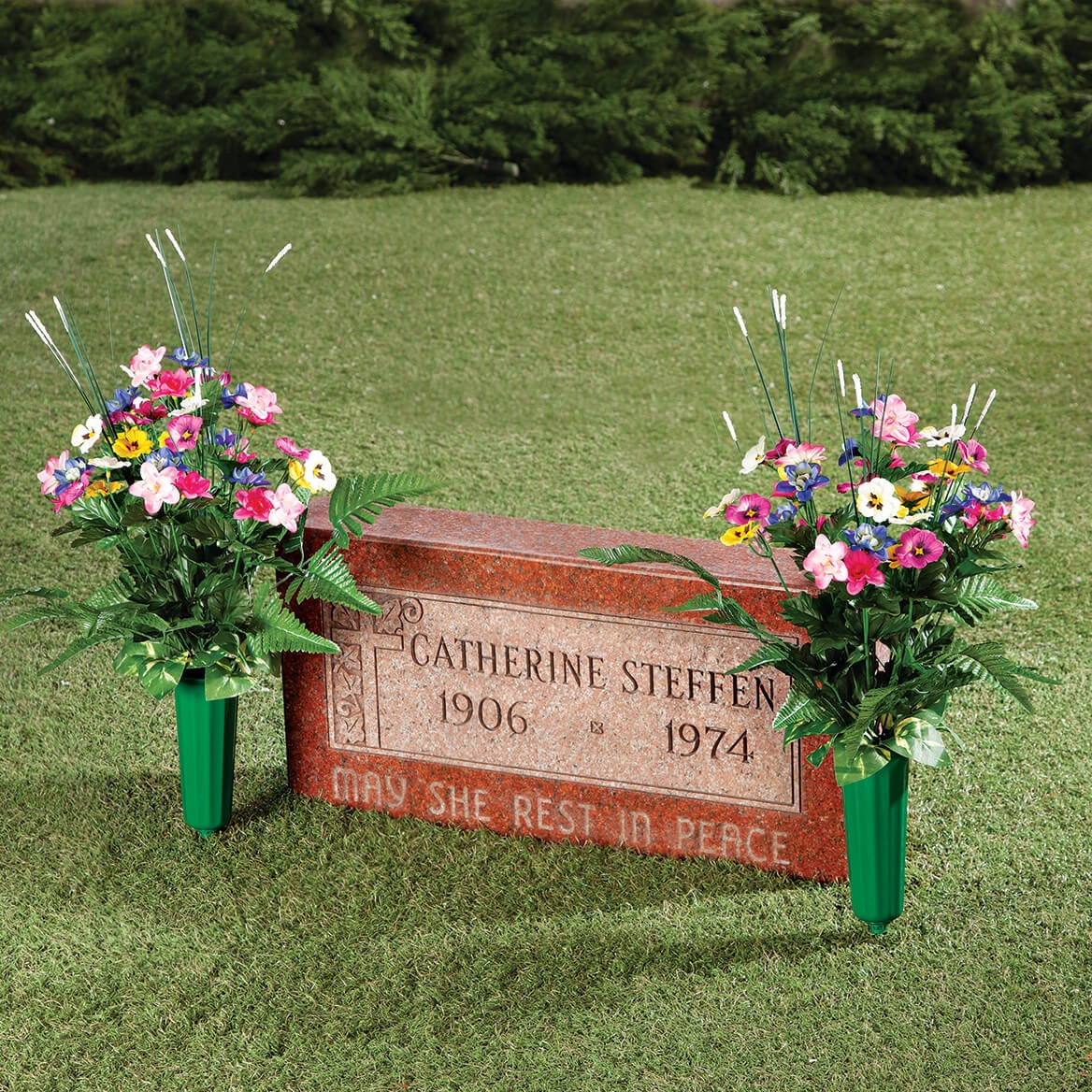 Pansy Memorial Bouquet by OakRidge, Silk Floral Indoor/Outdoor Décor, 26” High