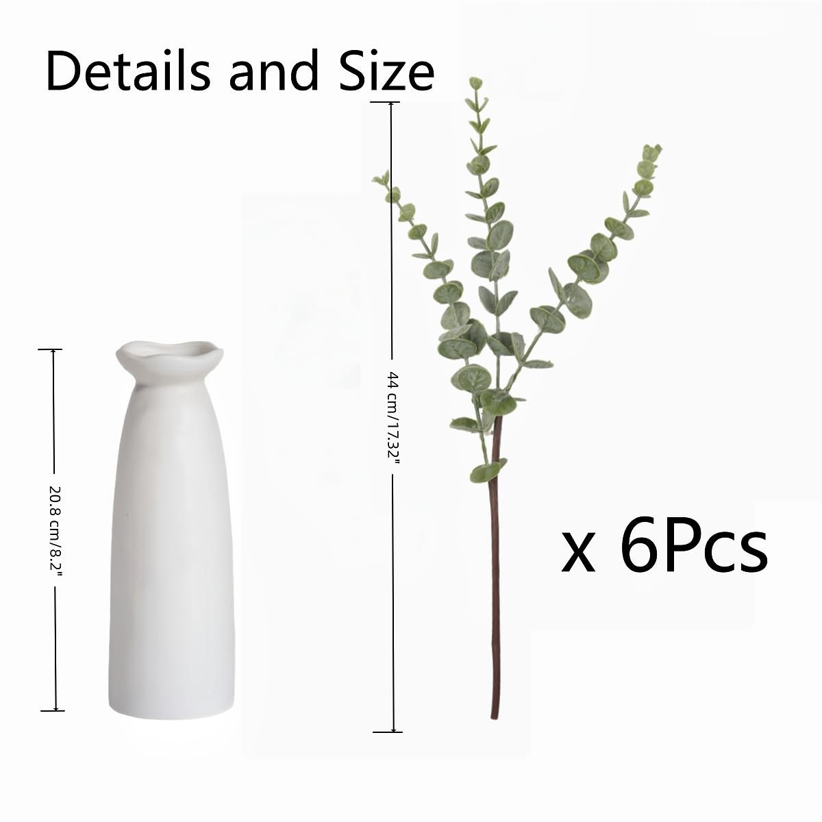 Artificial Plants Eucalyptus Branch in Ceramic Vase, 17.7” Fake Plant Greener…