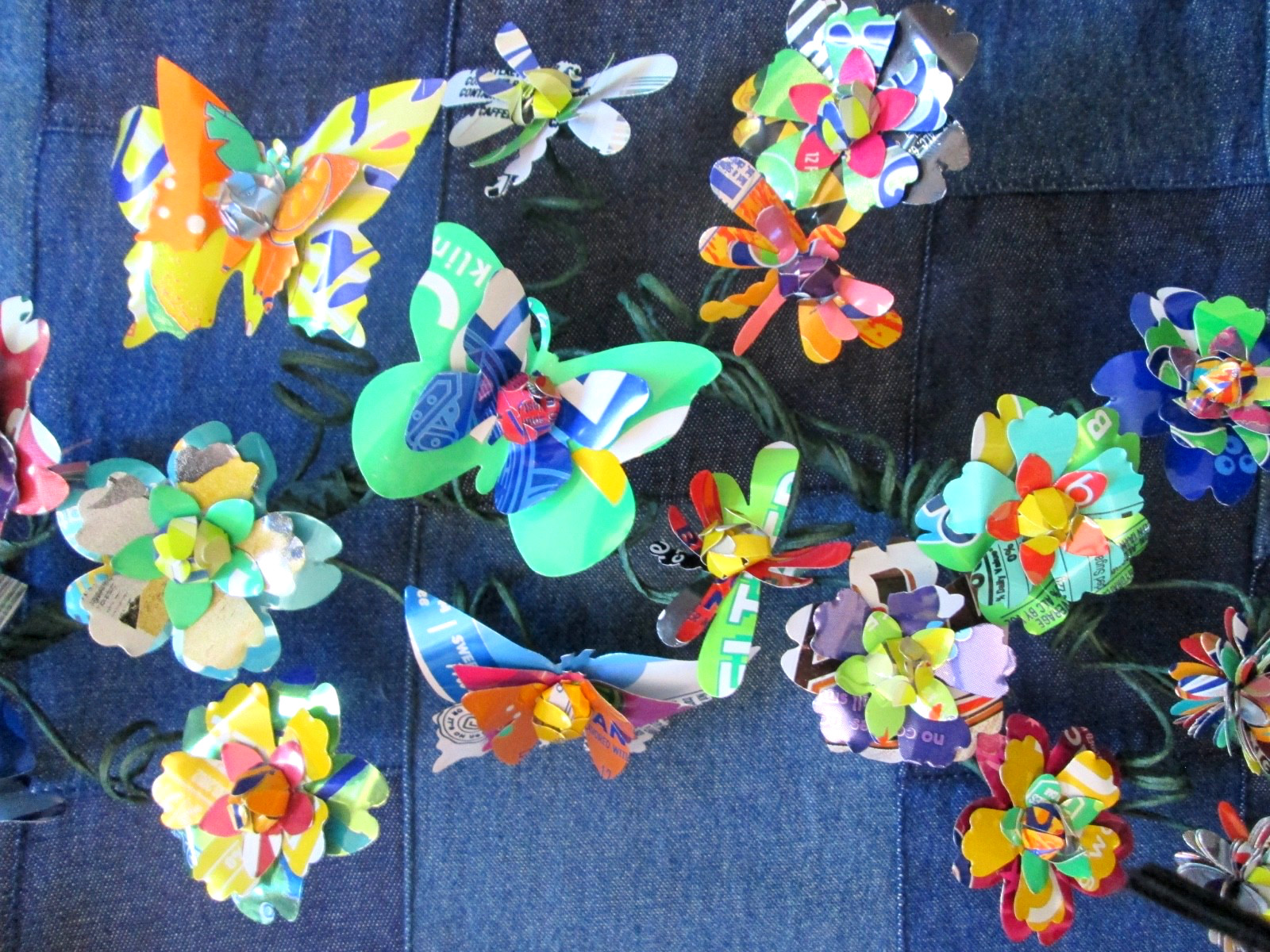 Flower Butterfly Dragonfly Upcycled Aluminium Garlands (x2 60″) Weddings Decor