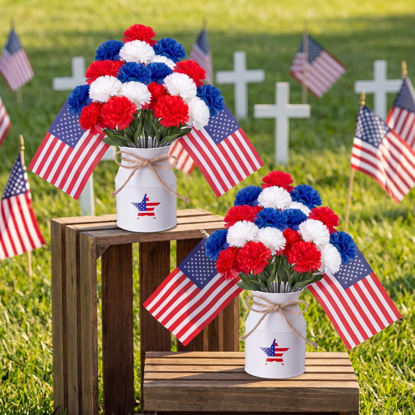 6 Pcs 4th of July Table Centerpiece Decoration 250 Anniversary USA Table Flow…