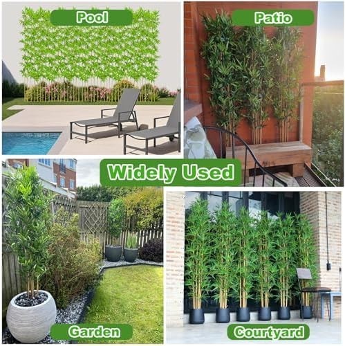 4/5/6/7 Ft Faux Bamboo Plant Outdoor 10 Pack, Fake Bamboo with Encrypted Leaves