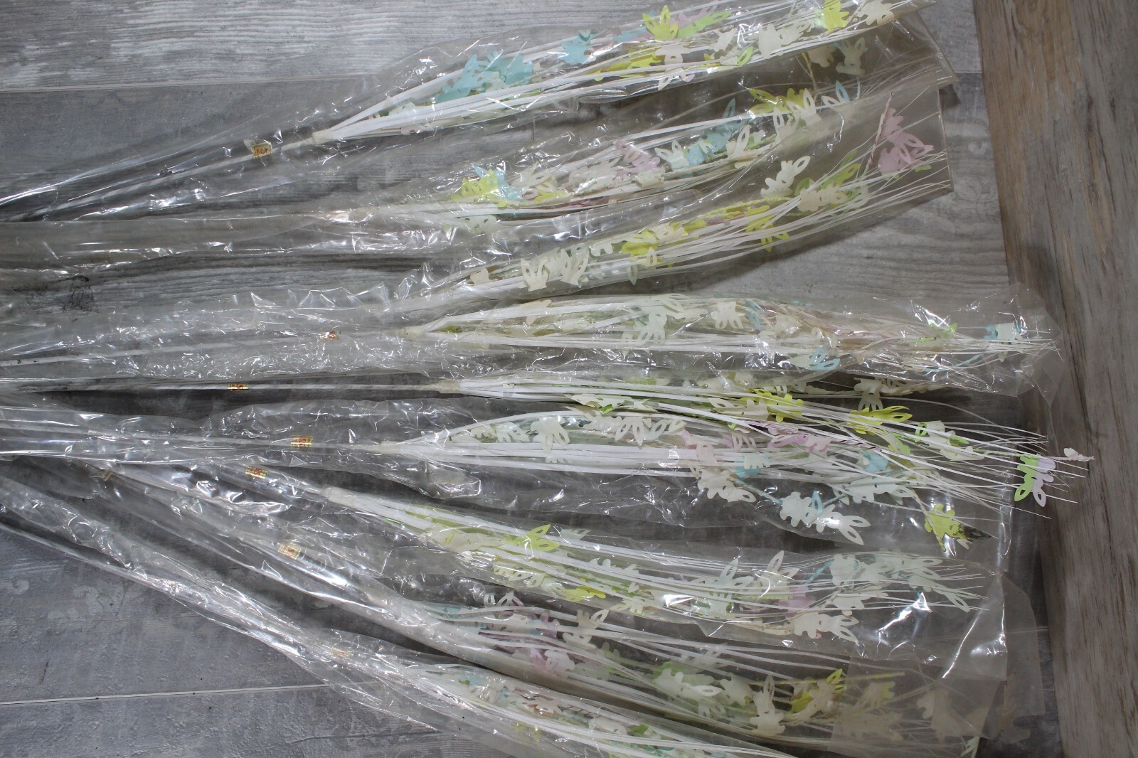 NoS Vintage Lot of 9 Easter Bunny Plastic Grass Floral Picks