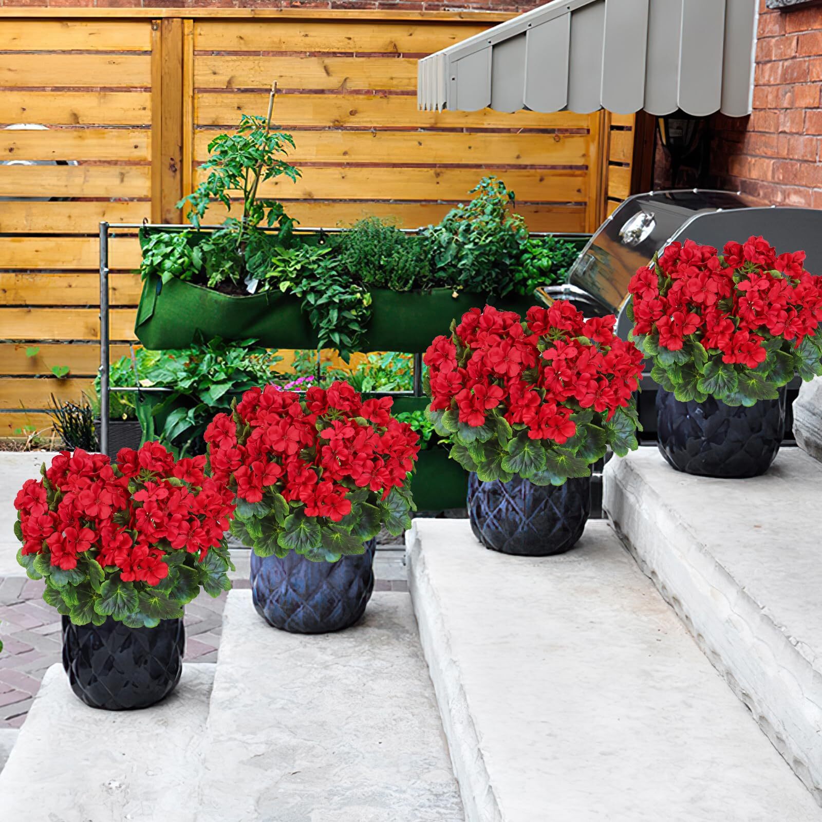 Fake Flowers 2PCS 17.3In Artificial Geraniums for Outdoors Realistic Artifici…
