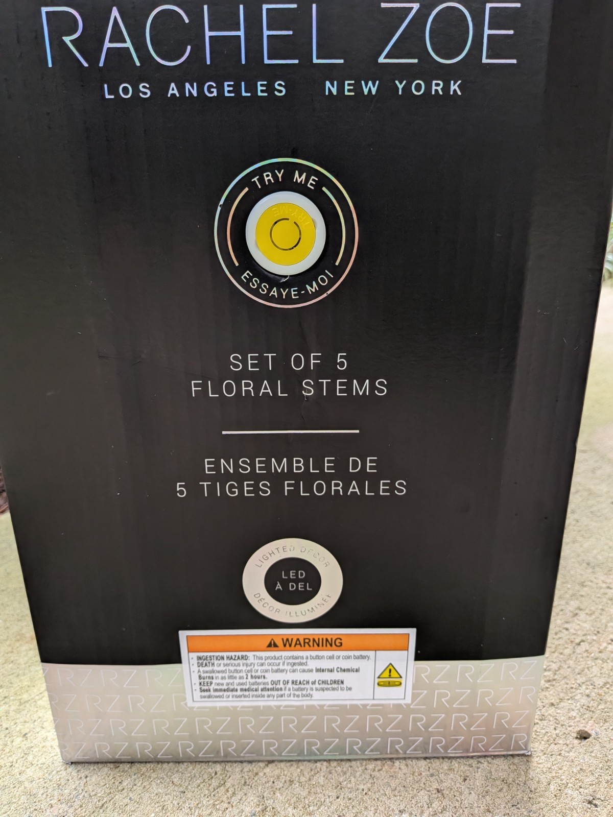 Rachel Zoe Iridescent Flowers Set of 5 Floral Stems LED Lighted Decor NIB