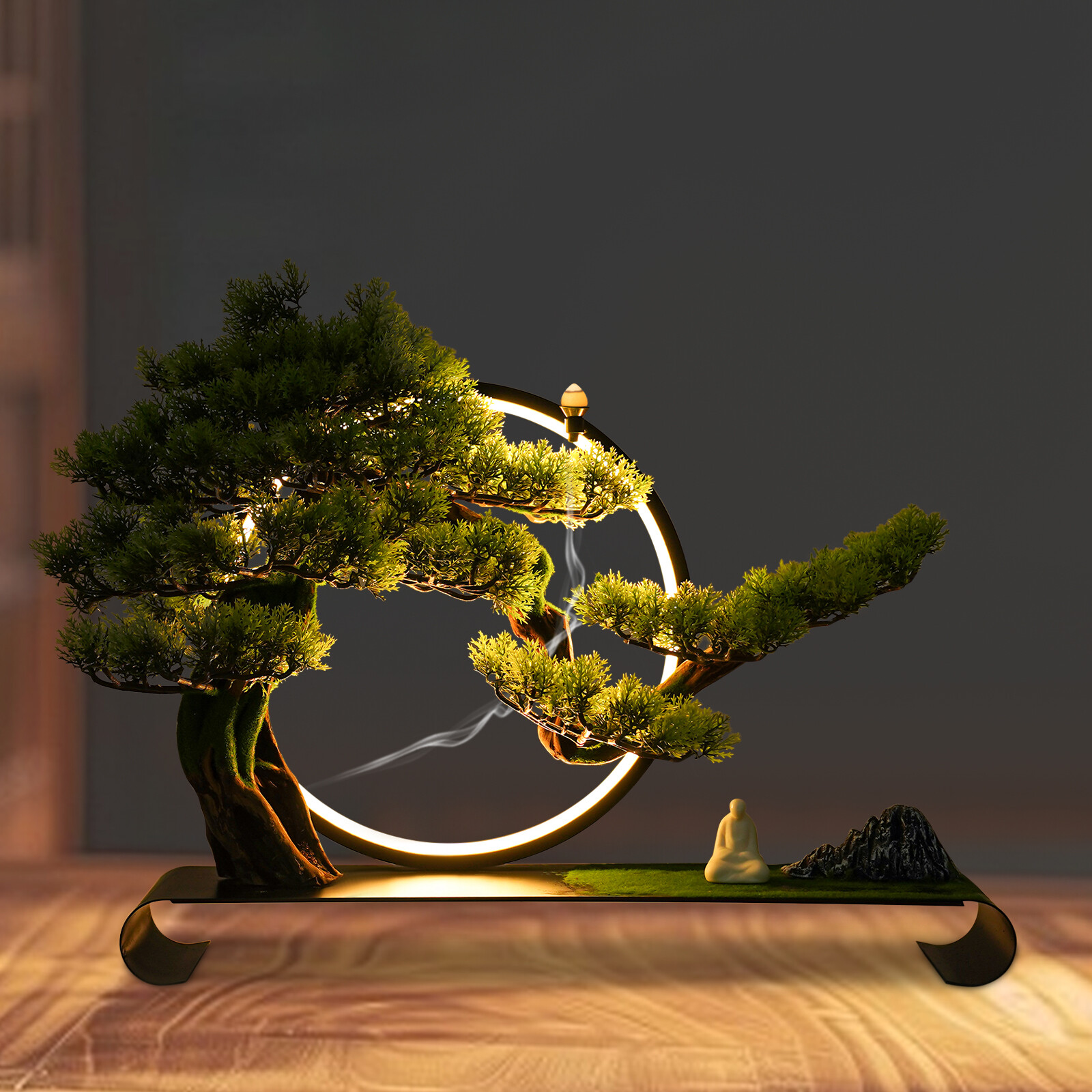Realistic Simulation Bonsai Artificial Tree with LED Lamp Ring for Home USB 8W