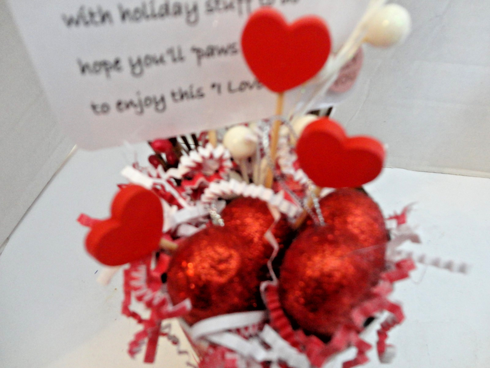 Valentine Small Table Floral Arrangement with Bear ( Handmade)
