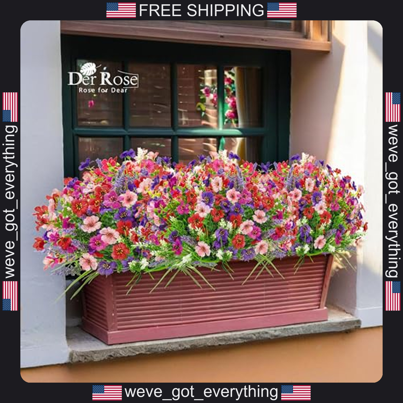 4 Colors UV Resistant Artificial Flowers for Outdoors