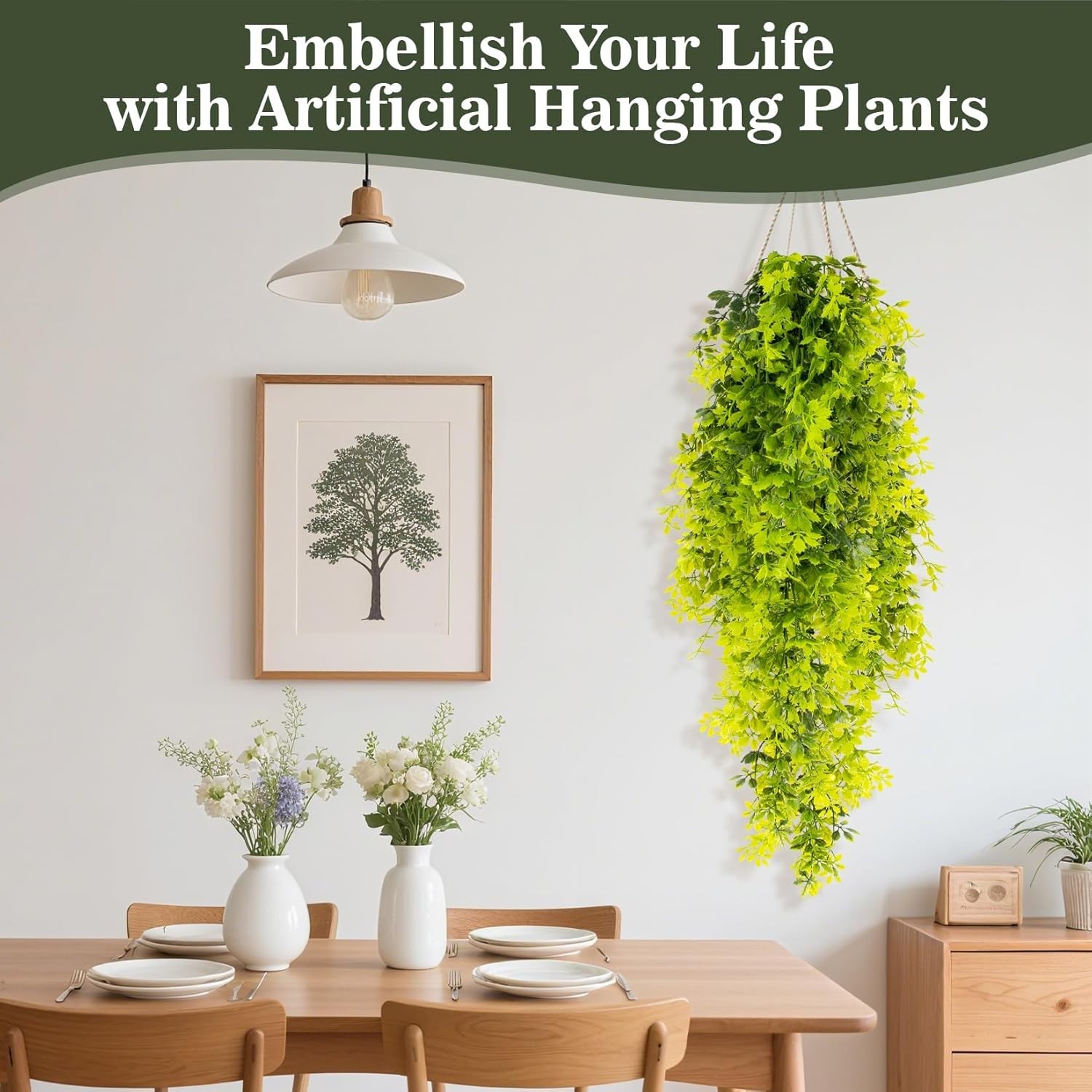 Lifelike Green Virginia Creeper Hanging Plant – Perfect for Indoor & Outdoor