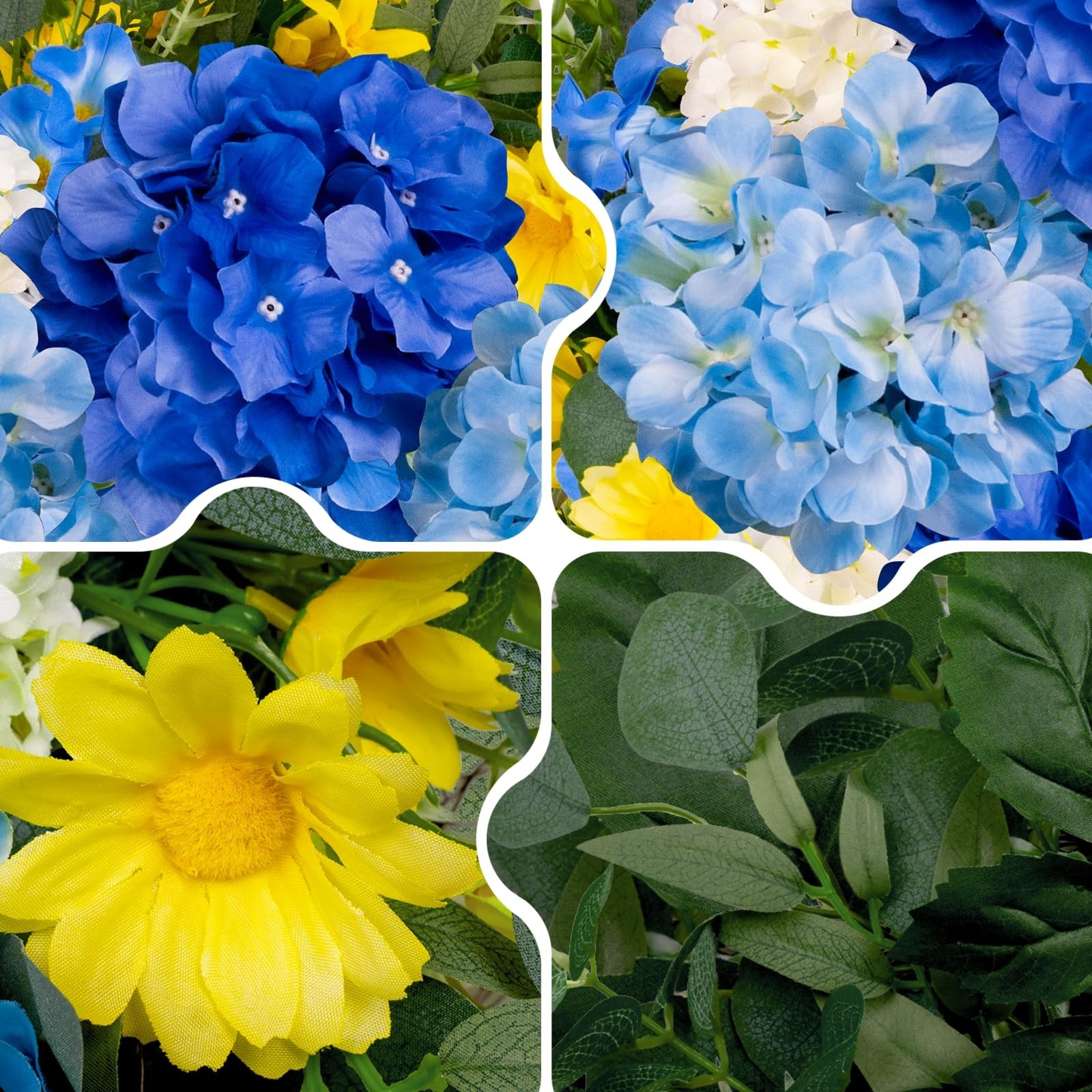 Large 26″ Artificial Spring Wreath – Silk Hydrangea, Yellow Daisy & Eucalyptus –