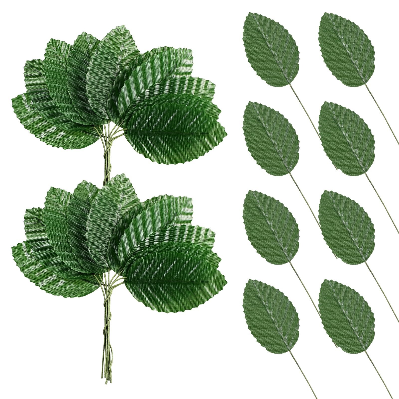 200 Pcs Faux Wired Single Leaf 4.3inch Artificial Leaves for Crafts Fake Gree…