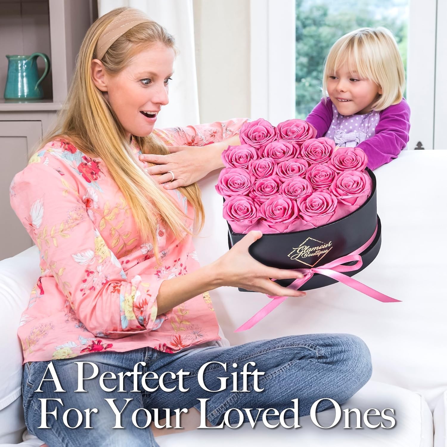 Preserved Roses Gift Box – Pink 16 Flowers