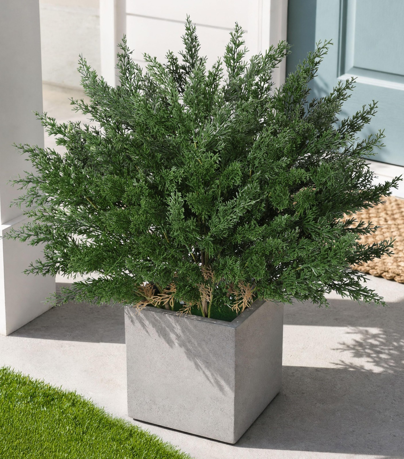4 Bundles Realistic Cedar Stems – UV Resistant Artificial Greenery for Outdoor D