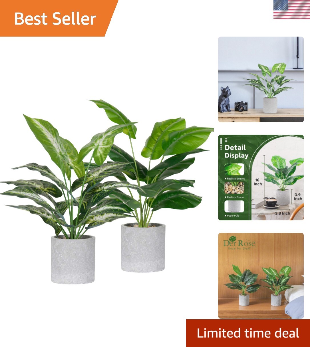 2 Piece Artificial Plant Set: Lifelike Decorative Greenery for Every Occasion