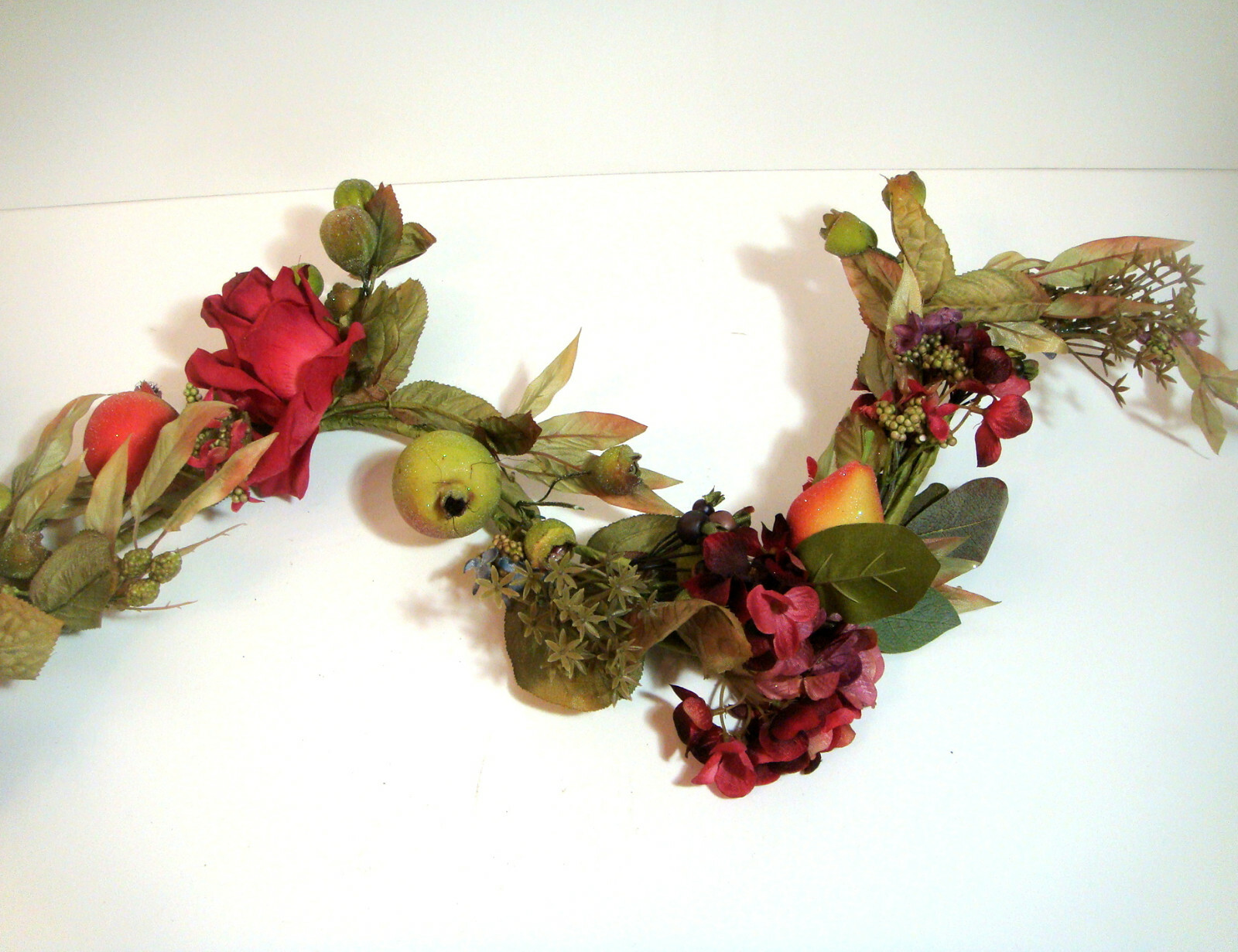 Raz Floral Garland with Roses, Hydrangea, Fruit and Berries 4 Foot