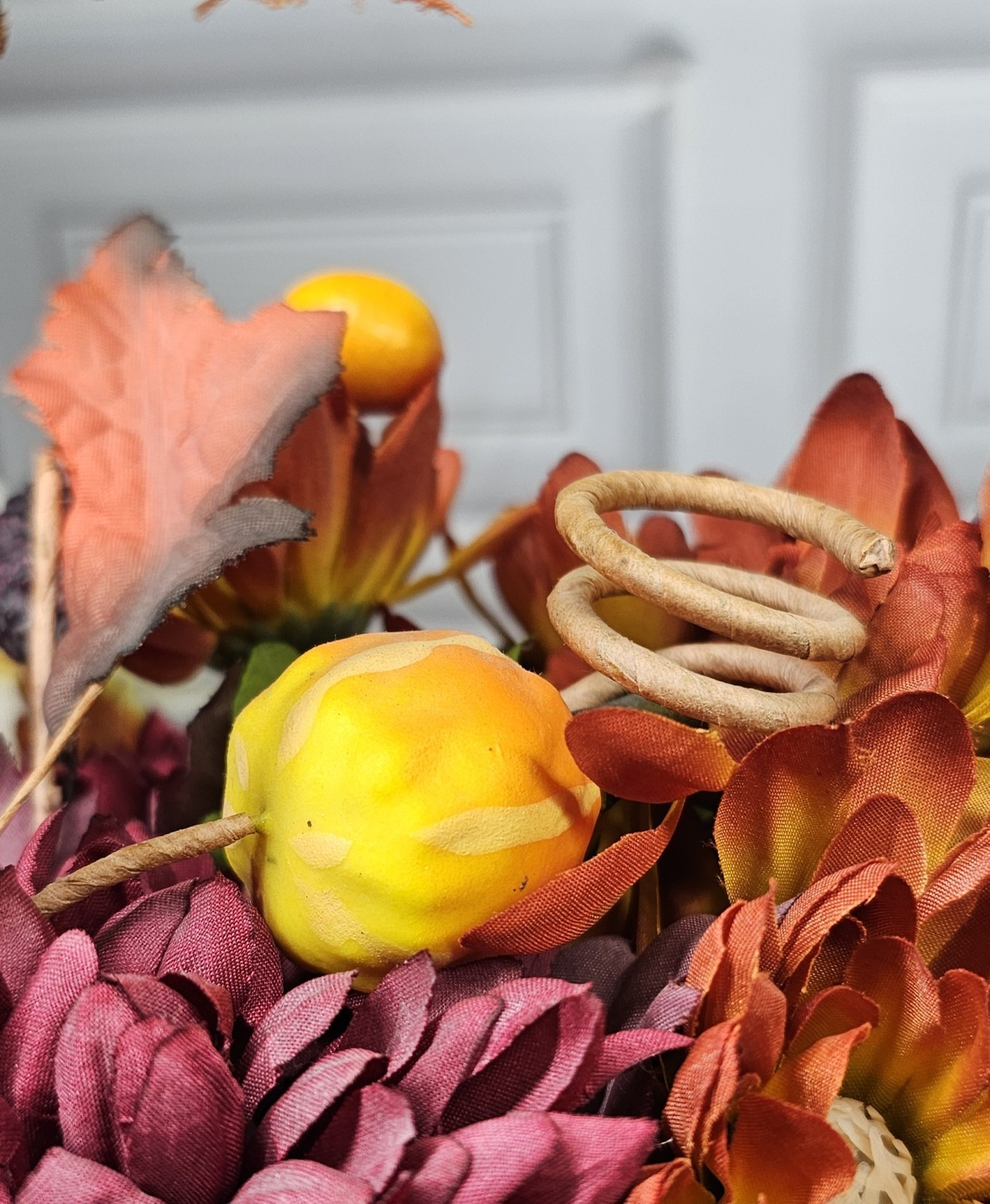 Fall Artificial Flowers With Small Pumpkin And Gourds
